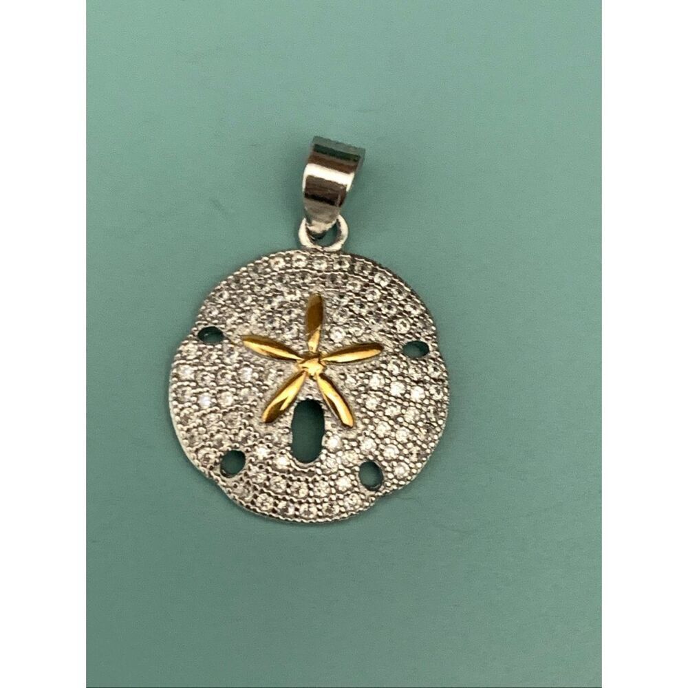 .925 Sand Dollar Micro Pave Necklace Pendant #beach #shelling